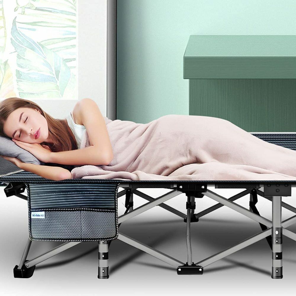 Adults Heavy Duty Folding Camping Cot Portable 4-Fold Adjustable Folding Cot&Mat