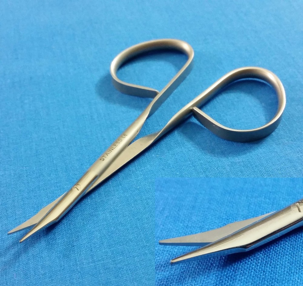 2 pcs RIBBON HANDLE STEVENS TENOTOMY MICRO SURGERY SCISSORS 4" CURVED