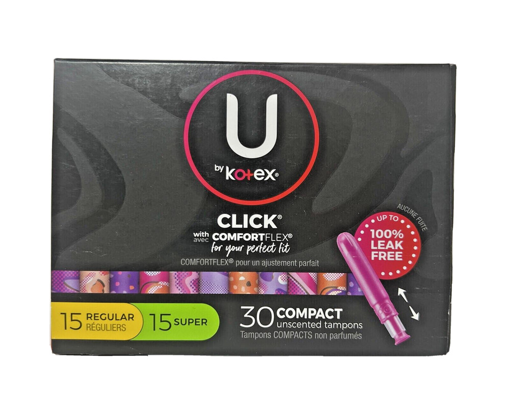 U By Kotex Click Compact Unscented Tampons-15 Super & 15 Regular Absorbency