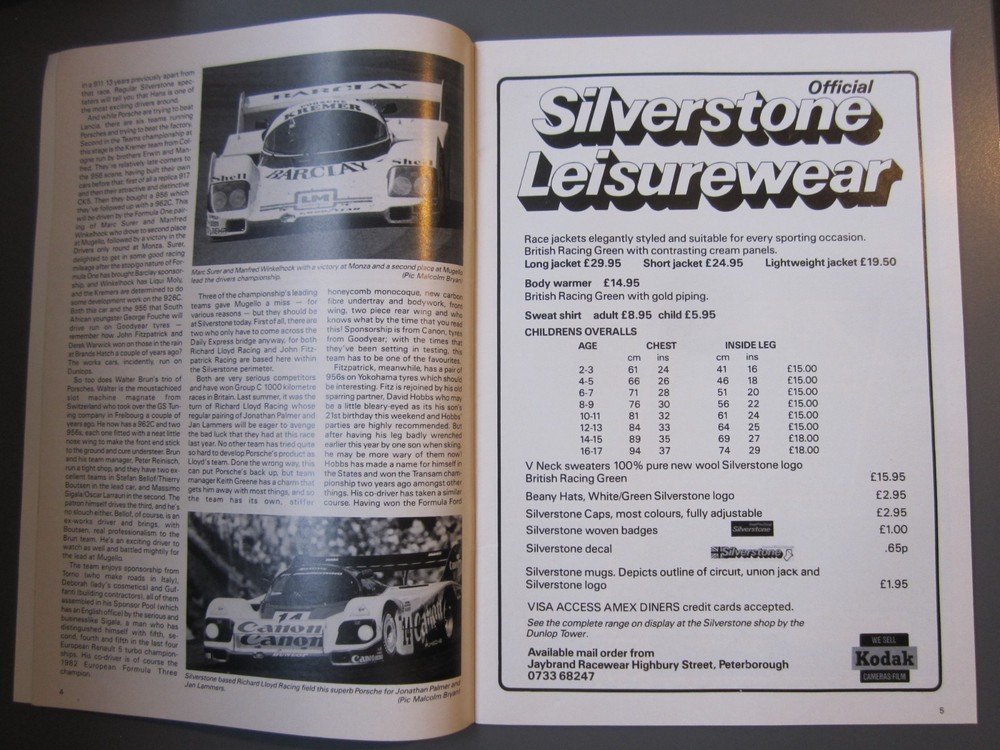 Silverstone 1000 KM World Endurance programme 12 May 1985