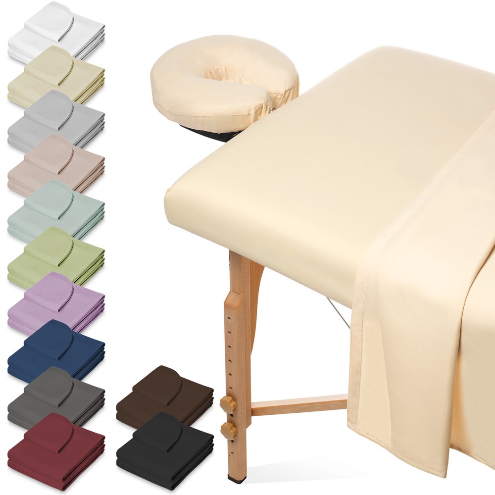 3pc Microfiber Massage Table Sheet Set - Salon Spa Facial Bed Covers