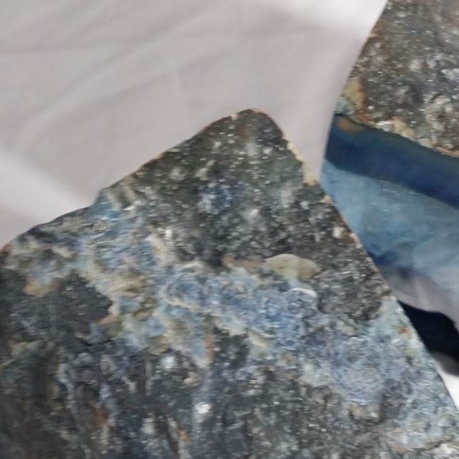Large Blue White Gray Agate Geode Semi-Circle Natural Crystal Finish