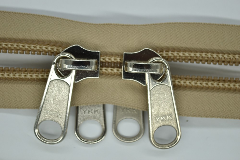 10mm X Spiral Zipper - Beige Shape 2 Double Handles Silver