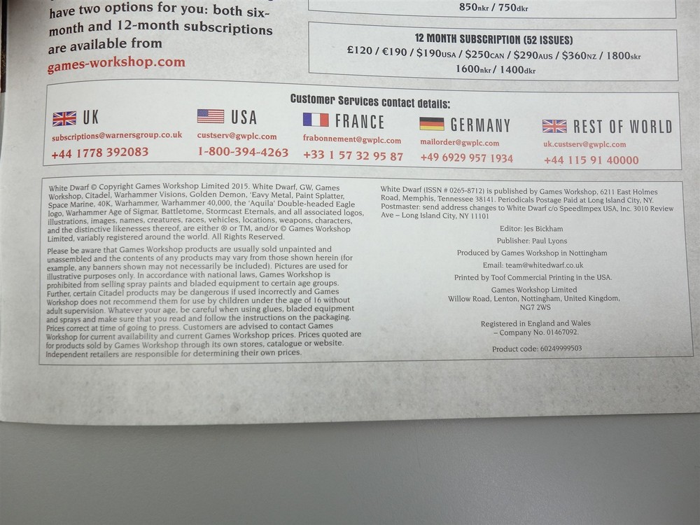 White Dwarf: Issue 91 - 24 October 2015 (Games Workshop)