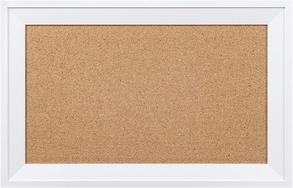 Cork Board Bulletin Board 11 x 17 inch with White Frame Rectangle Decorative