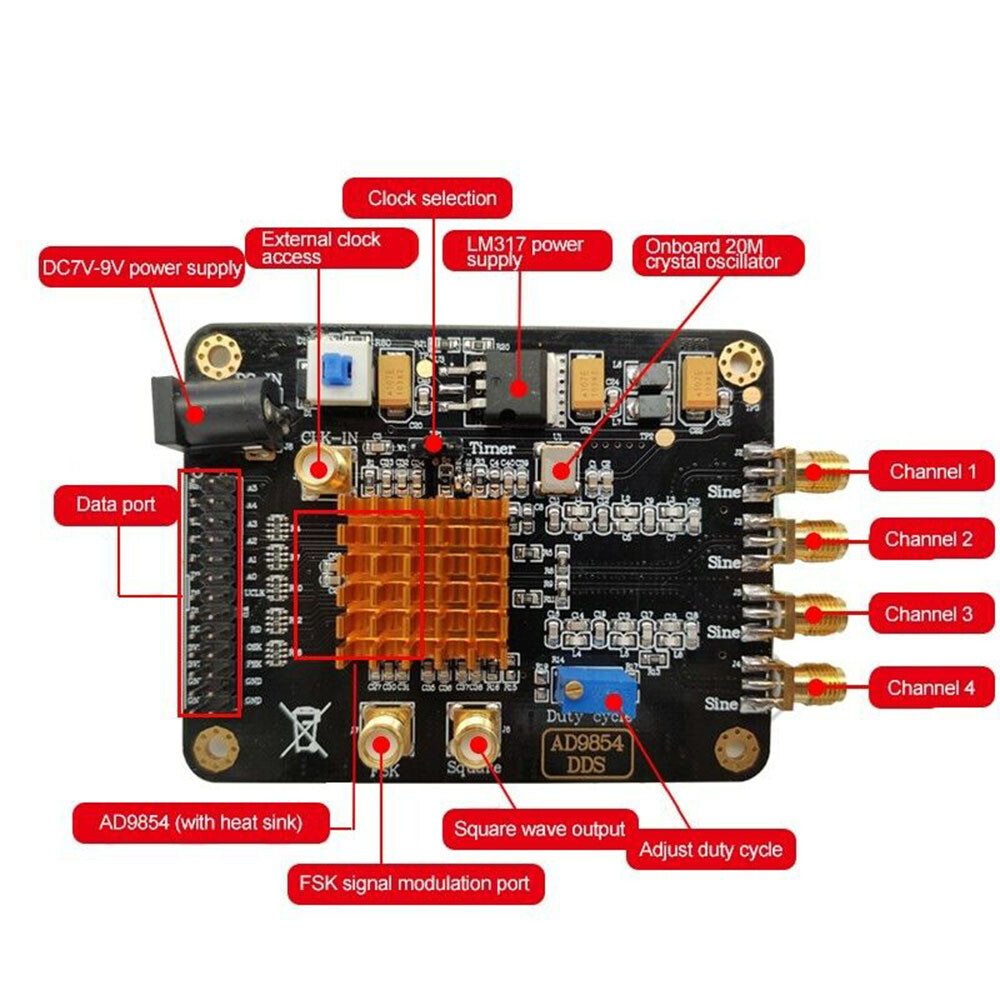 Signal Source For AD9854 Signal Generator Module DDS Sine/Square Wave
