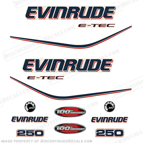 Fits Evinrude 250hp E-Tec 100th Anniversary Decal Kit