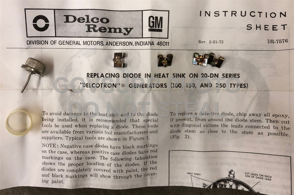 DIODE PACKAGE NEGATIVE 20-DN AC DELCO ALTS D3916 9L2088 1958826 1852930