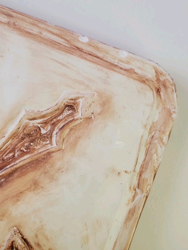 Primitive Axe Carved Chalkware Wall Plaque Signed Vintage