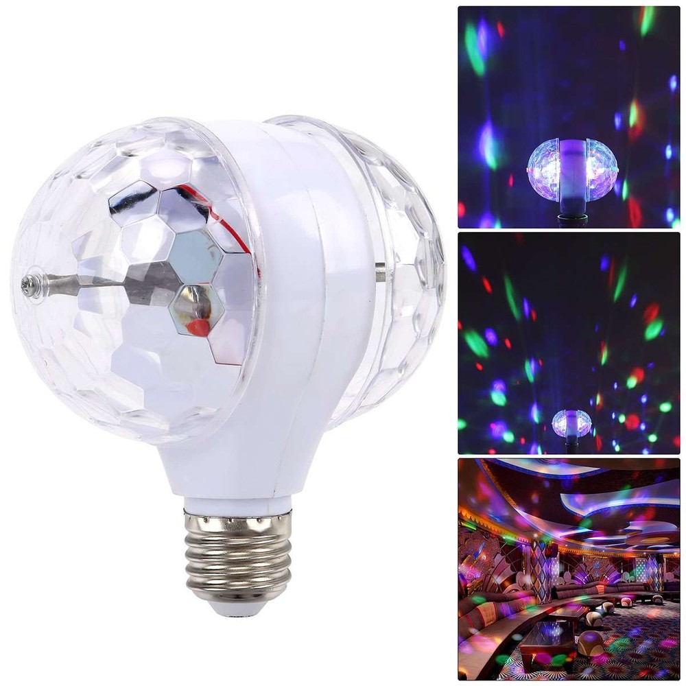 E27 Double-Headed LED Ball Stage RGB Light Bulb Rotating Lamp Party Disco NEW