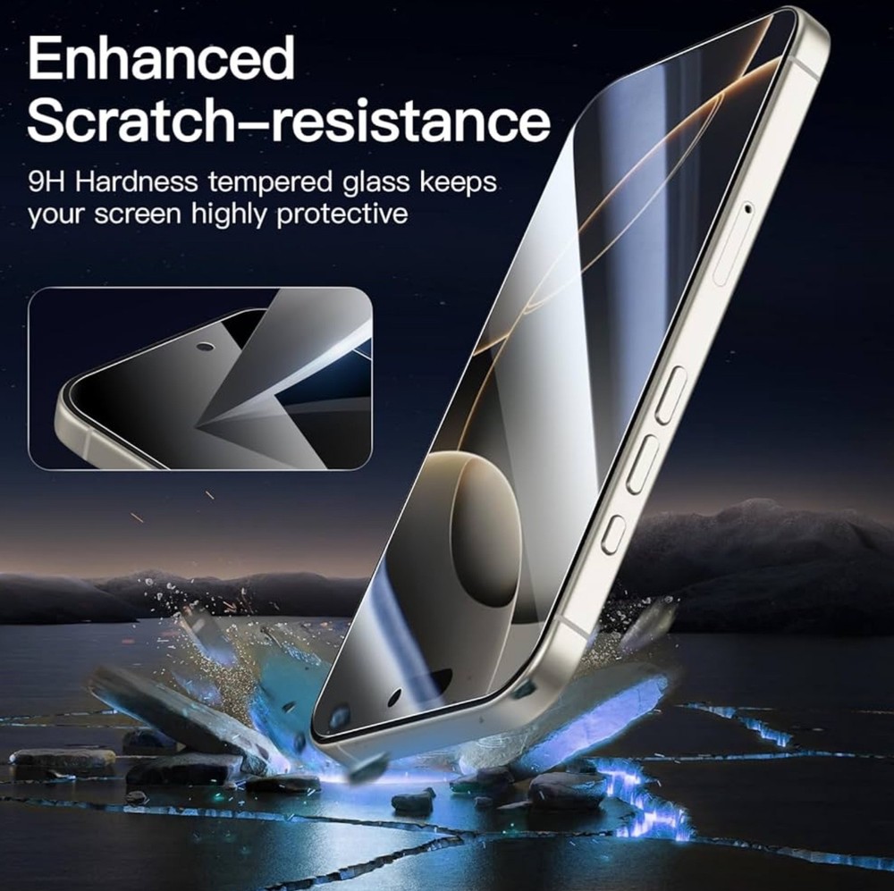 NEW'C 3 Pack Privacy for iPhone 16 Pro Screen Protector (6.3) inches.