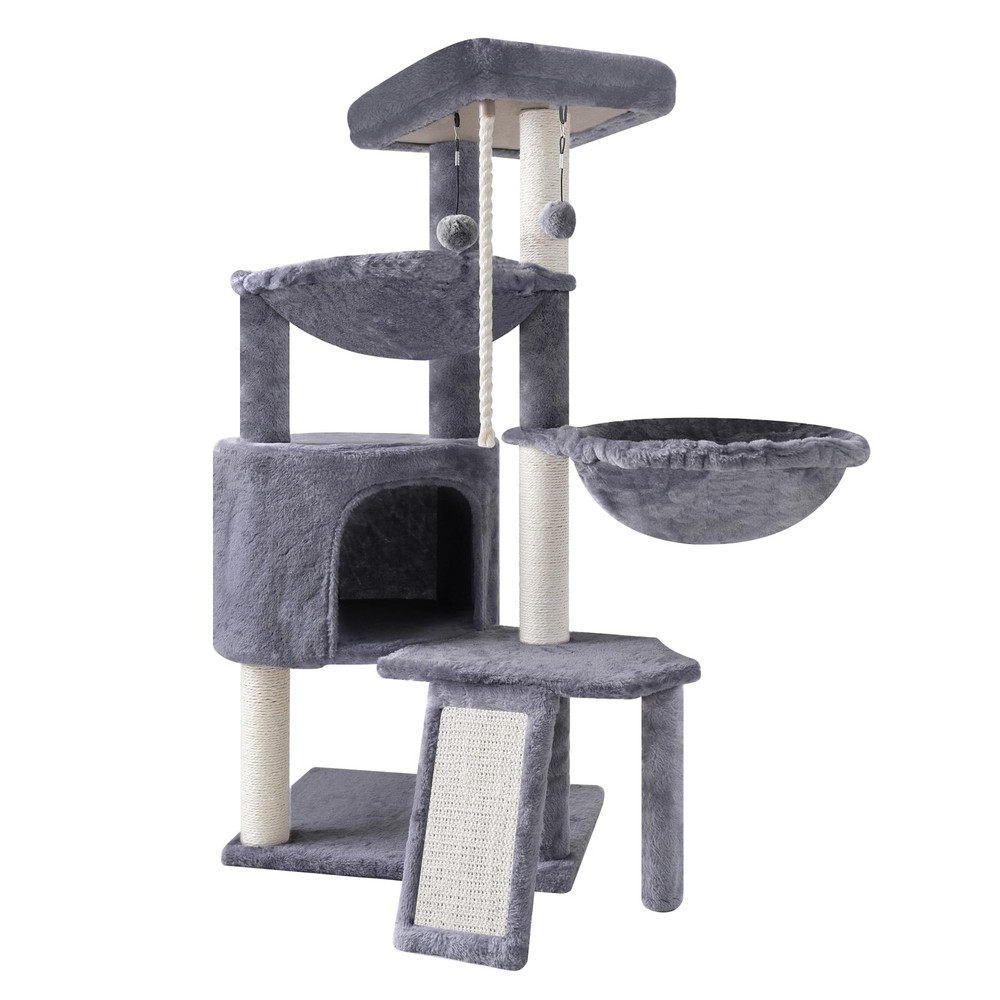 Xin Three Layer Cat Tree with Cat Condo and Hammocks,Grey