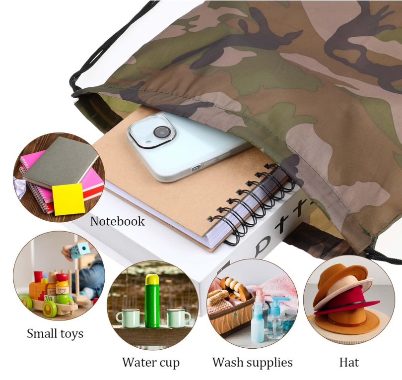 2PCS Camo Bag Drawstring Backpack Draw String 13.8 × 16.5 Inch....