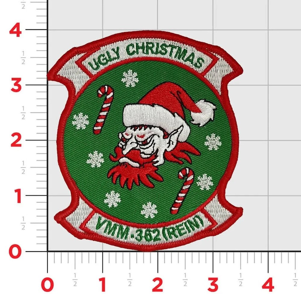 VMM-362 REIN UGLY CHRISTMAS SQUADRON HOOK & LOOP EMBROIDERED PATCH