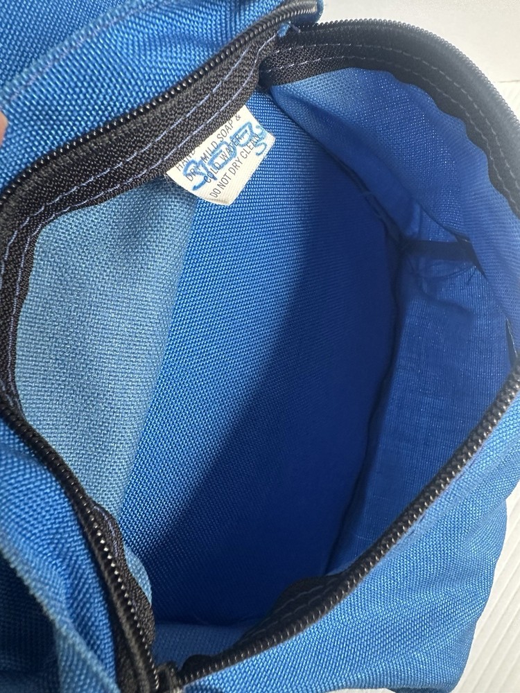 Vintage Wilderness Experience Hiking Backpack Blue Canvas Leather