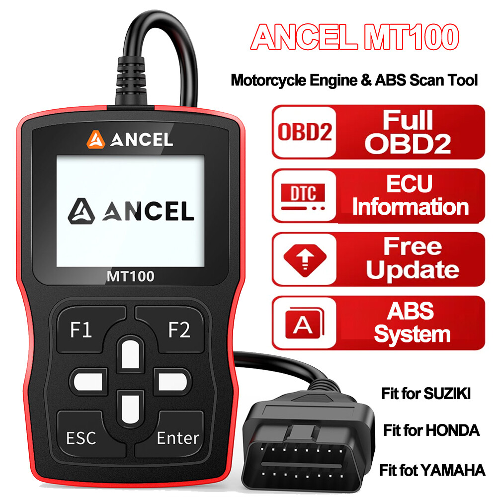 ANCEL MT100 Motorcycle Diagnostic Scan Tool Code Reader OBD2 Scanner Engine ABS