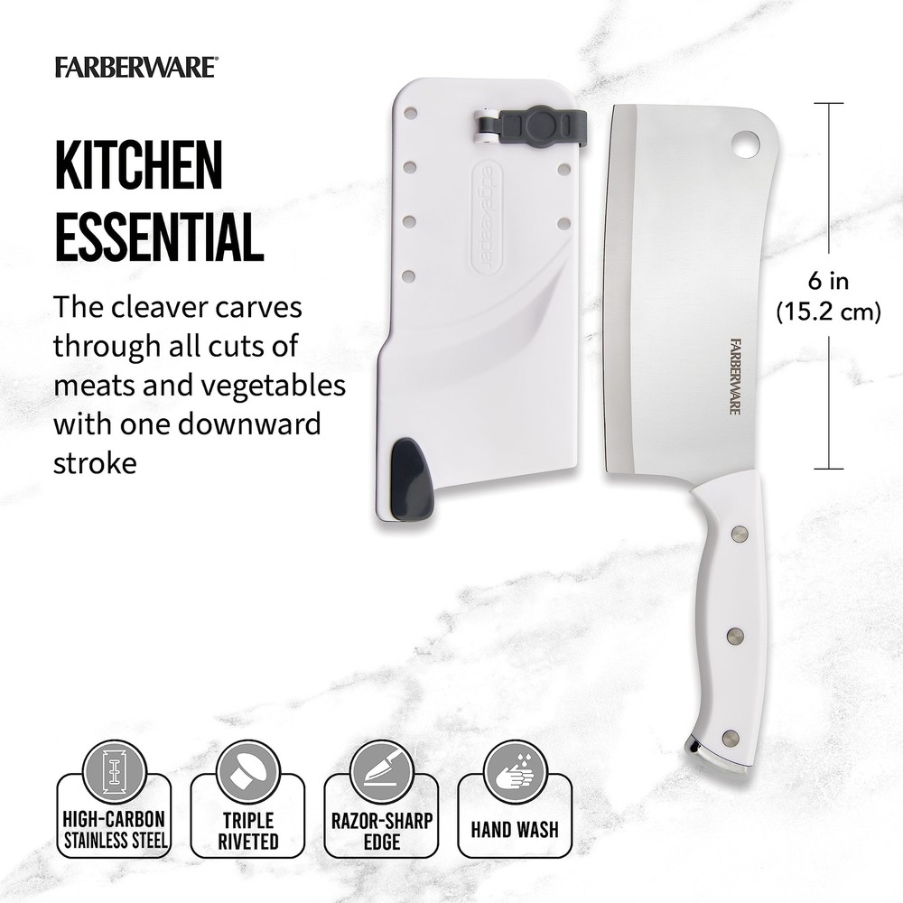 Farberware Edgekeeper Triple Riveted Cleaver, White