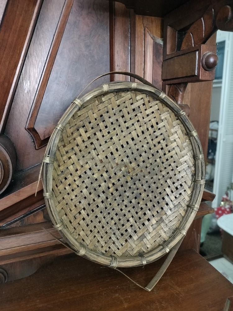Vintage Bamboo Strainer Sieve Colander Woven