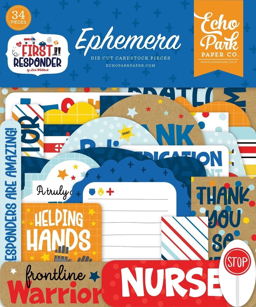 Echo Park Paper FIRST RESPONDER Ephemera Pieces~CUTE~Quick Ship!