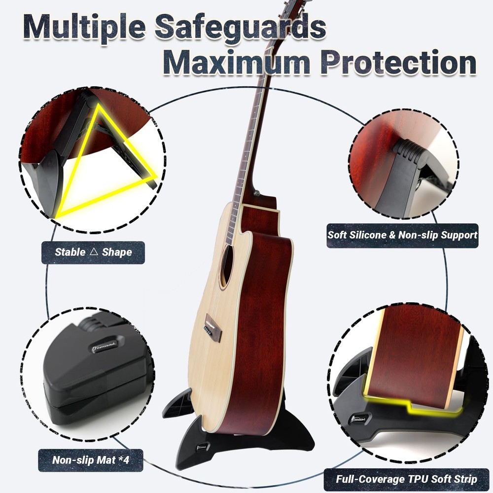 Guitar Stand, Foldable Guitar Stand with Adjustable 2-Width, Sturdy Electric ...