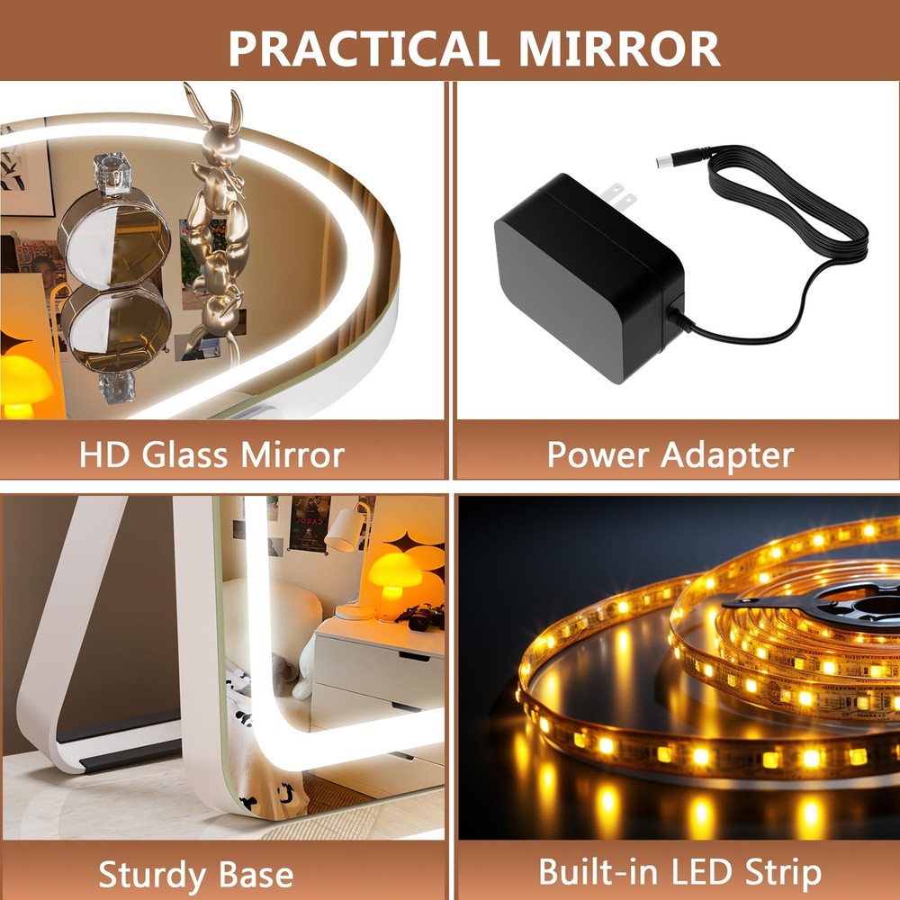 Vanity Mirror with Lights, 11"× 14" Arched LED Makeup Mirror, Lighted Makeup ...