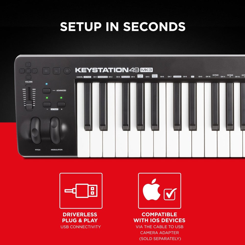 Keystation 49 MK3 - Synth Action 49 Key USB MIDI Keyboard Controller with Assign