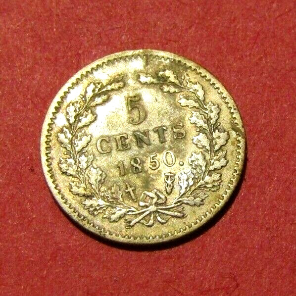Netherlands 1850 5 Cents Silver Old Coin