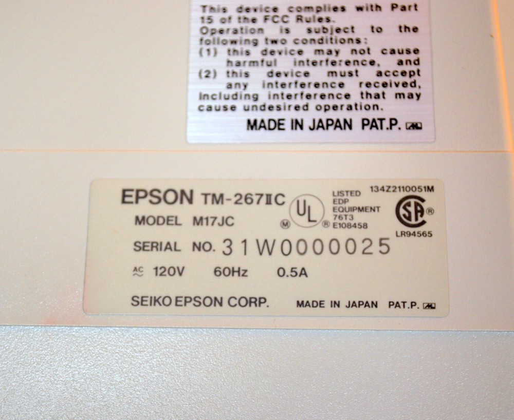 Epson TM-267IIC Model M17JC Printer