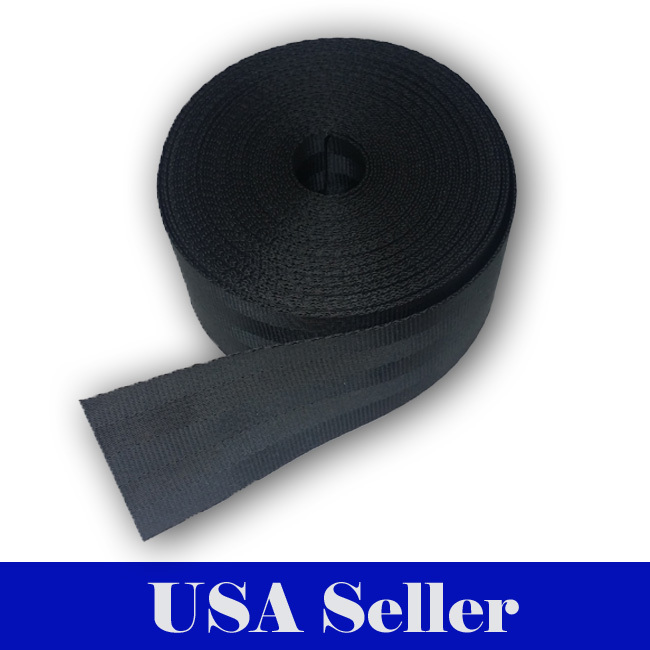 5 Yards 2" 5 cm Seat-belt Black Polyester Webbing Strap Repair 5 Panel 5000 lbs