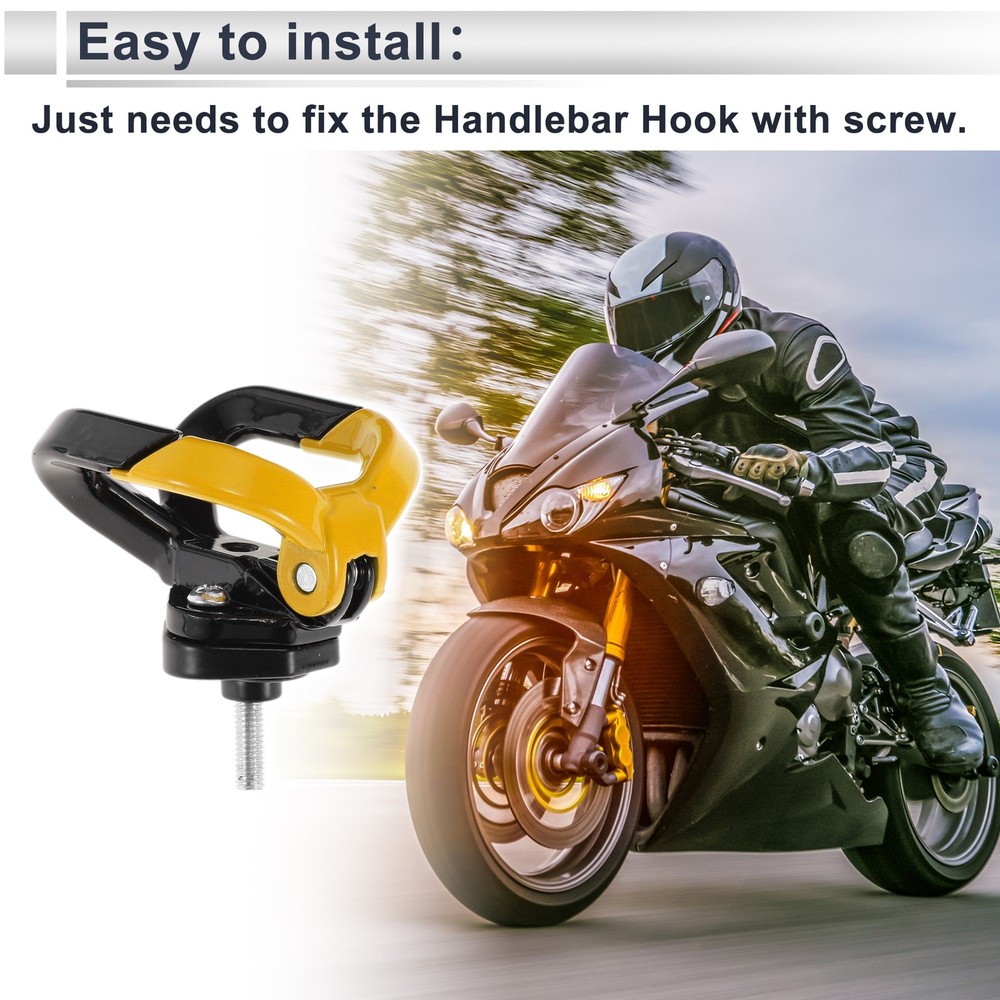 Butterfly Hook Opening-Closing Double Motorcycle Hook 1pc Black Yellow