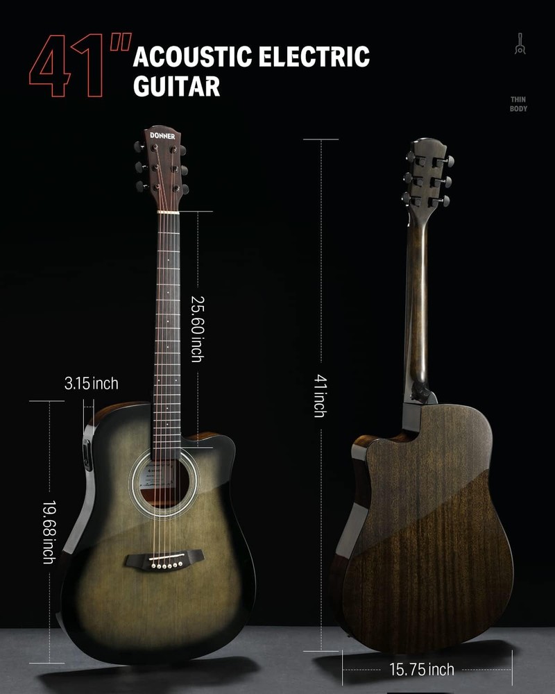 Donner Acoustic Electric Guitar Full Size Kit Beginner