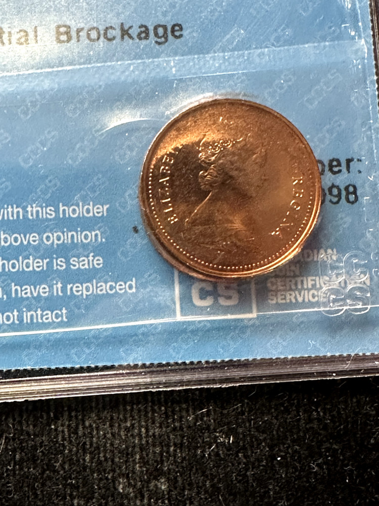 ND ERROR,Partial Brockage CCCS Graded Canadian, ¢1 Cent**MS-64**Cert#4098