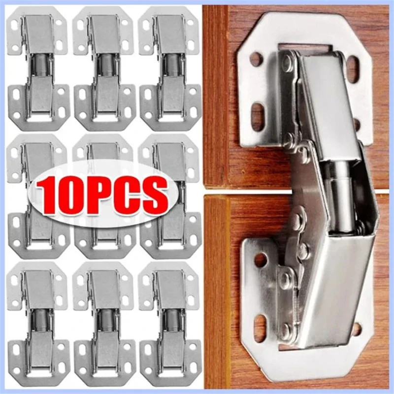 10PCS 90 Degree Cabinet Hinges No Drilling Hydraulic Buffer Hinge Cupboard Hardw