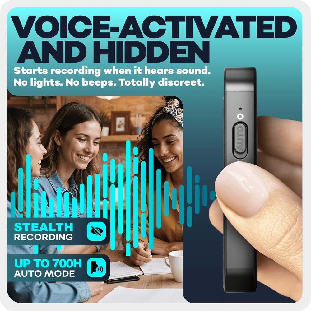 Voice Activated Recorder – Mini Audio Recording Device with Magnetic Mount, S...
