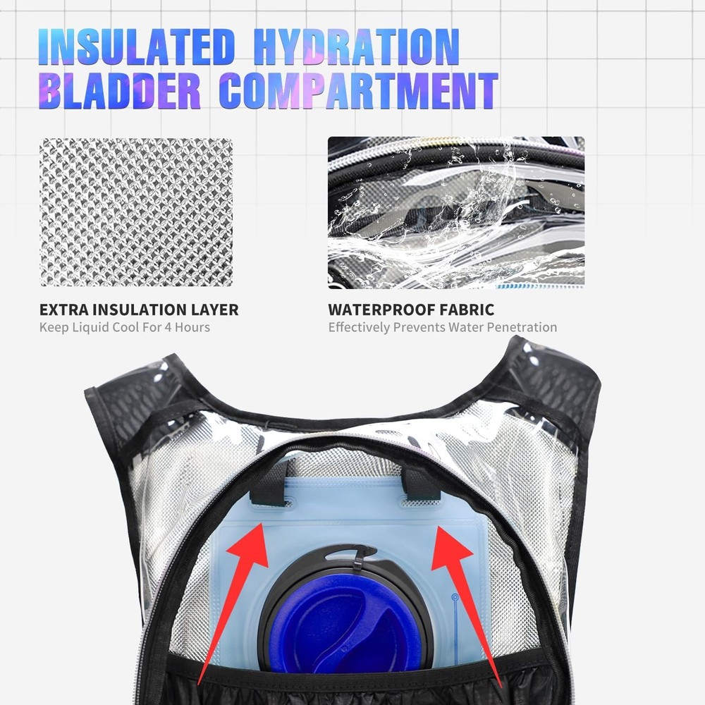 Hydration Backpack, Festival Rave Hydration Pack, Water Backpack with 2L Hydr...
