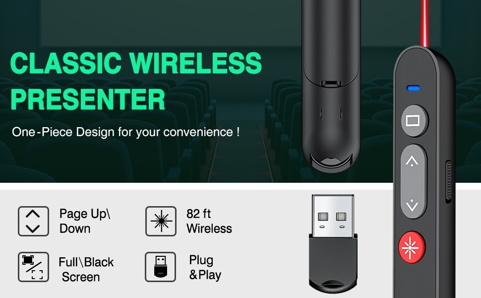 Laser Pointer for Presentations, Wireless Presenter Clicker for PowerPoint Slide