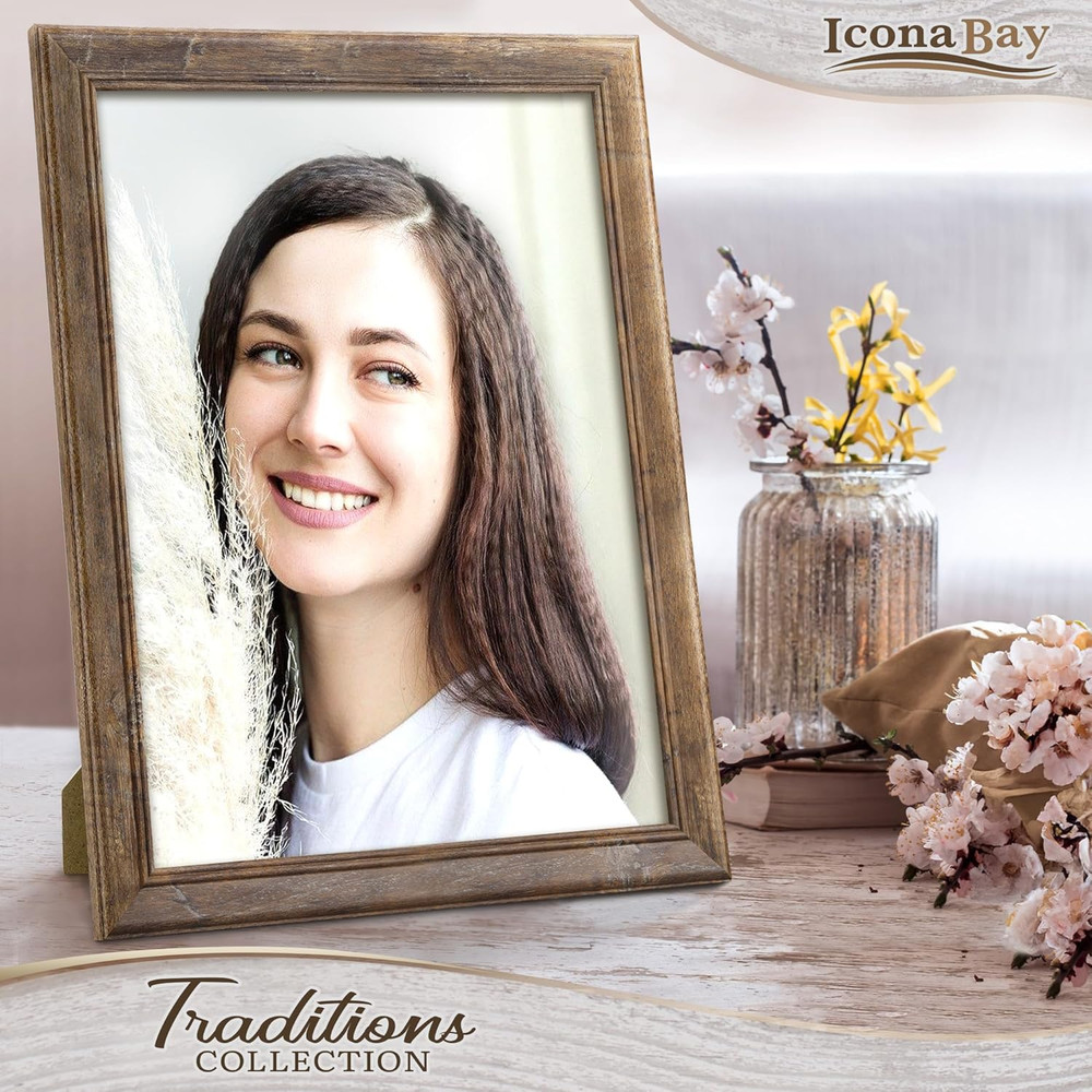 - 11X14 Chestnut Brown Picture Frame - Rustic Wood Pattern - Lightly Distressed