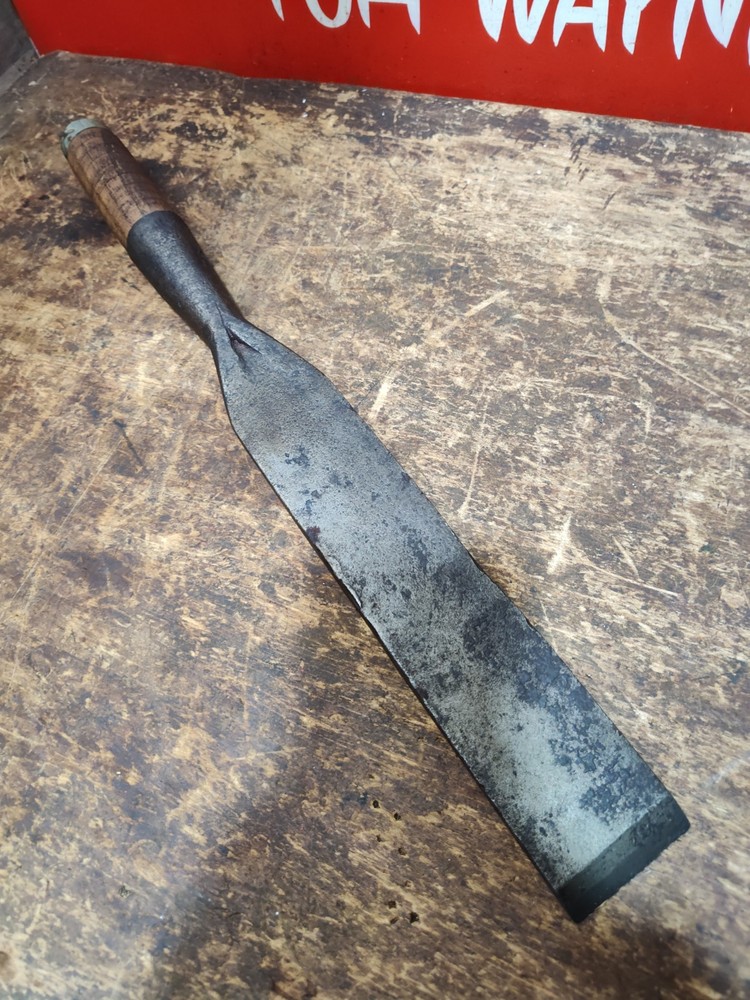 Early Unmarked 2" Square Edge Socket Framing Chisel Timber Slick