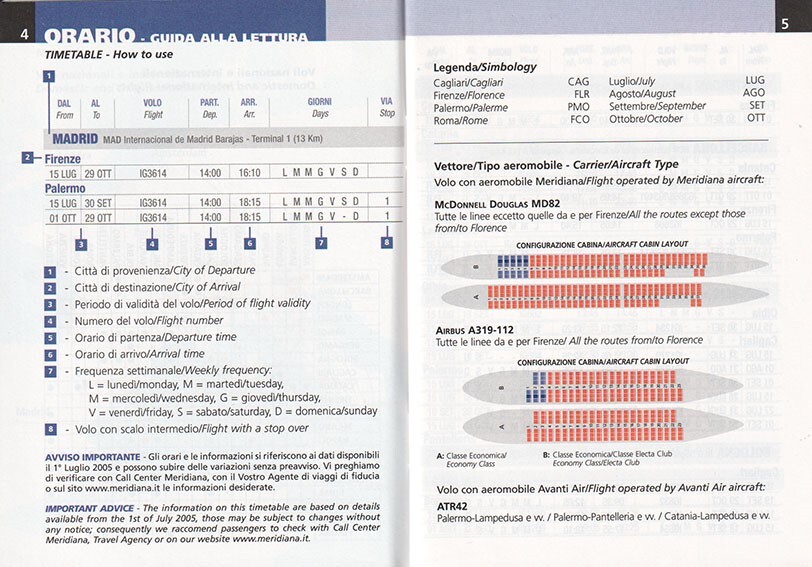 Meridiana timetable 2005/07/15