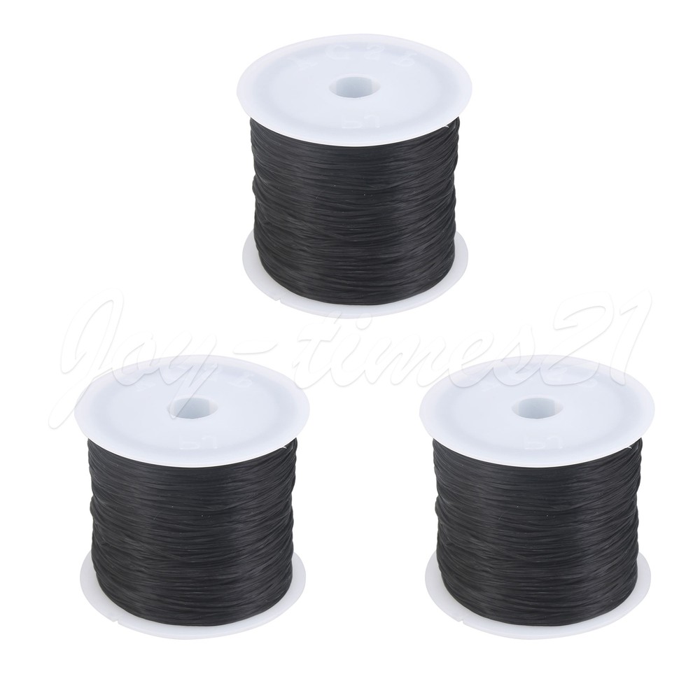 3 Pcs Black Craft Elastic String Thread 0.5mm for Jewelry Making 0.5mm