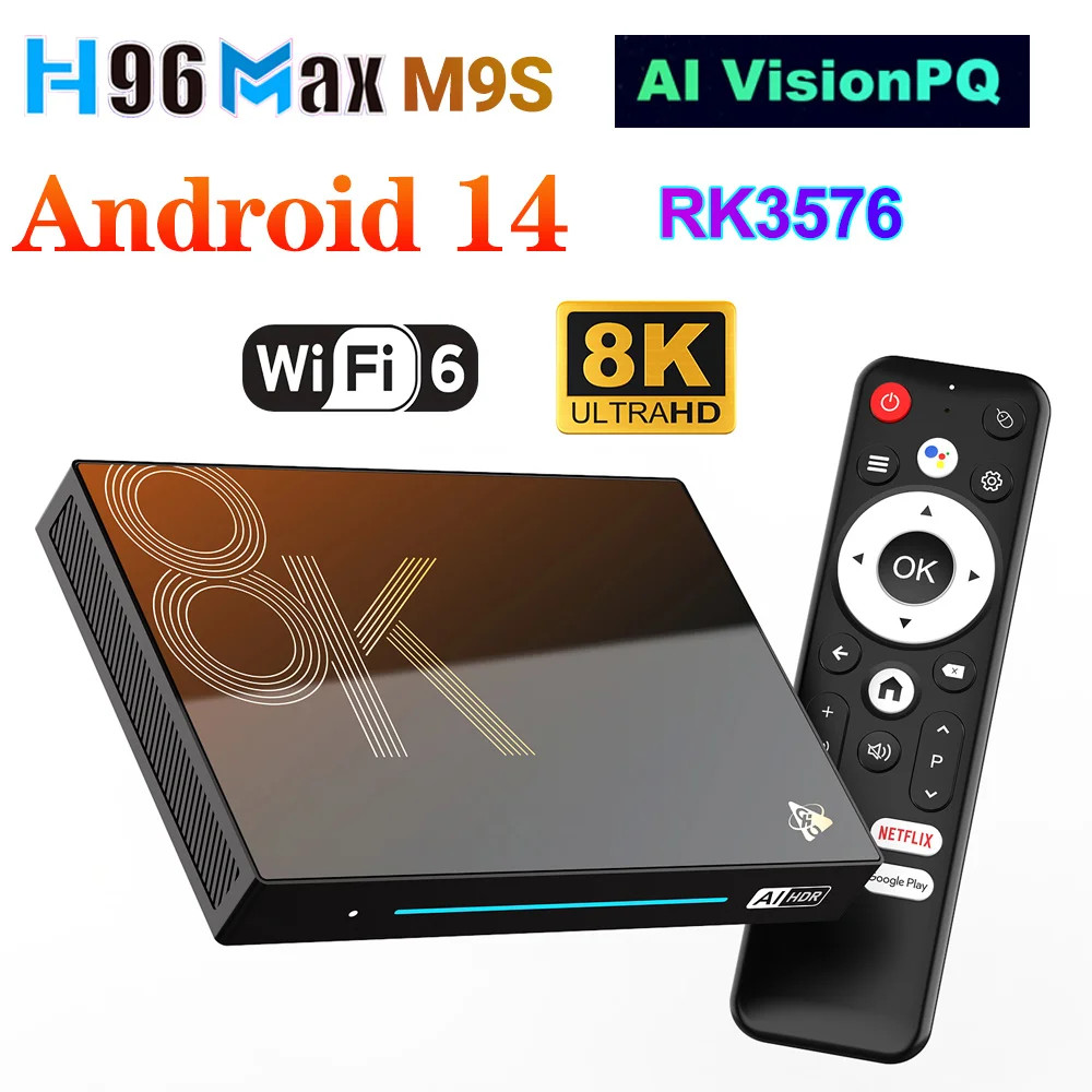 H96 MAX M9S AI VisionPQ TV Box Video Decoding Android14 Rockchip RK3576 Quad Cor