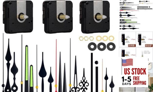 EMOON 3 Pack Silent Clock Mechanism Replacement Kit, Quartz Clock Size1-3pack