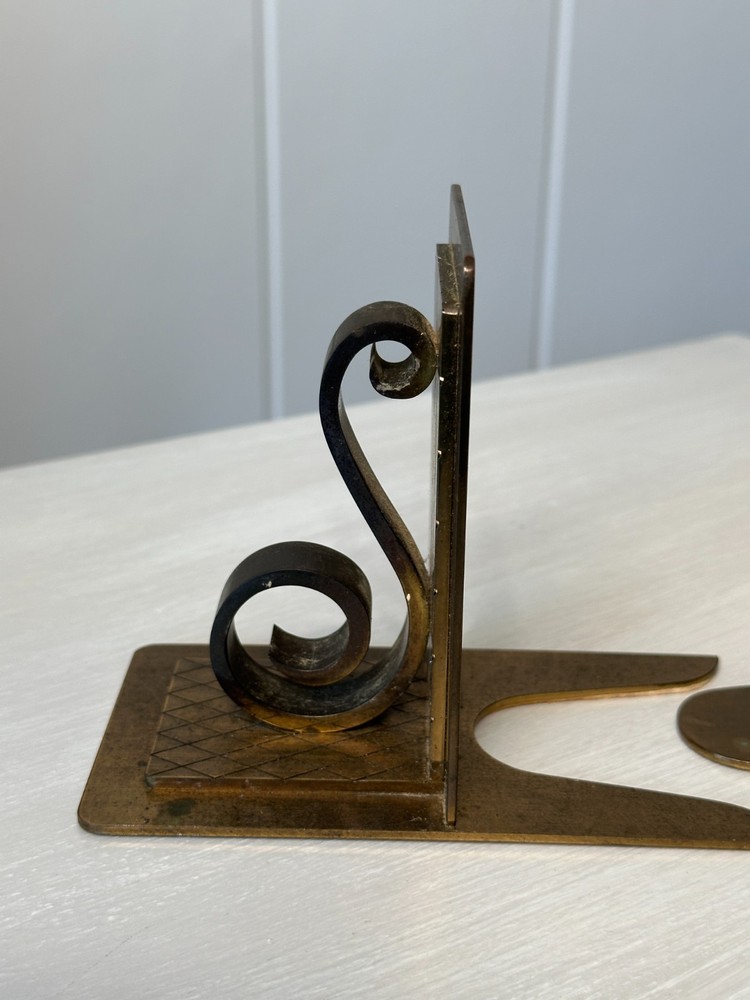 Vintage Bookends~Solid Brass Scroll~Antique~