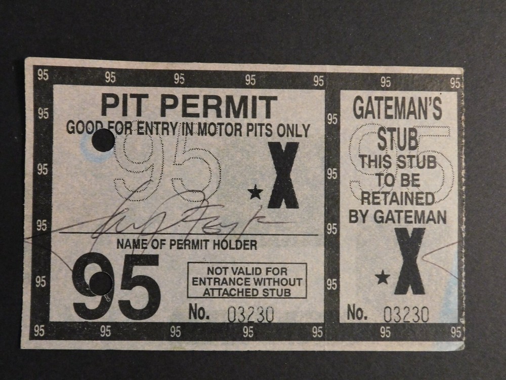 1995 Pit Pass - Unknown Track or Race - Likely for a California Event