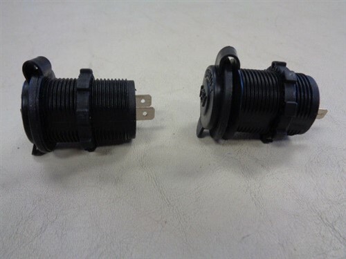 12 VOLT SOCKET OUTLET PAIR (2) BLACK MARINE BOAT