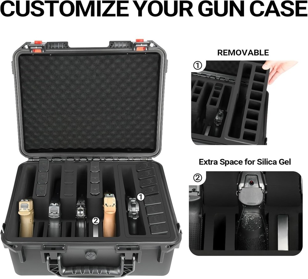 NEW Pistol Case Multi Handguns Waterproof Hard Shell Mag Storage Box