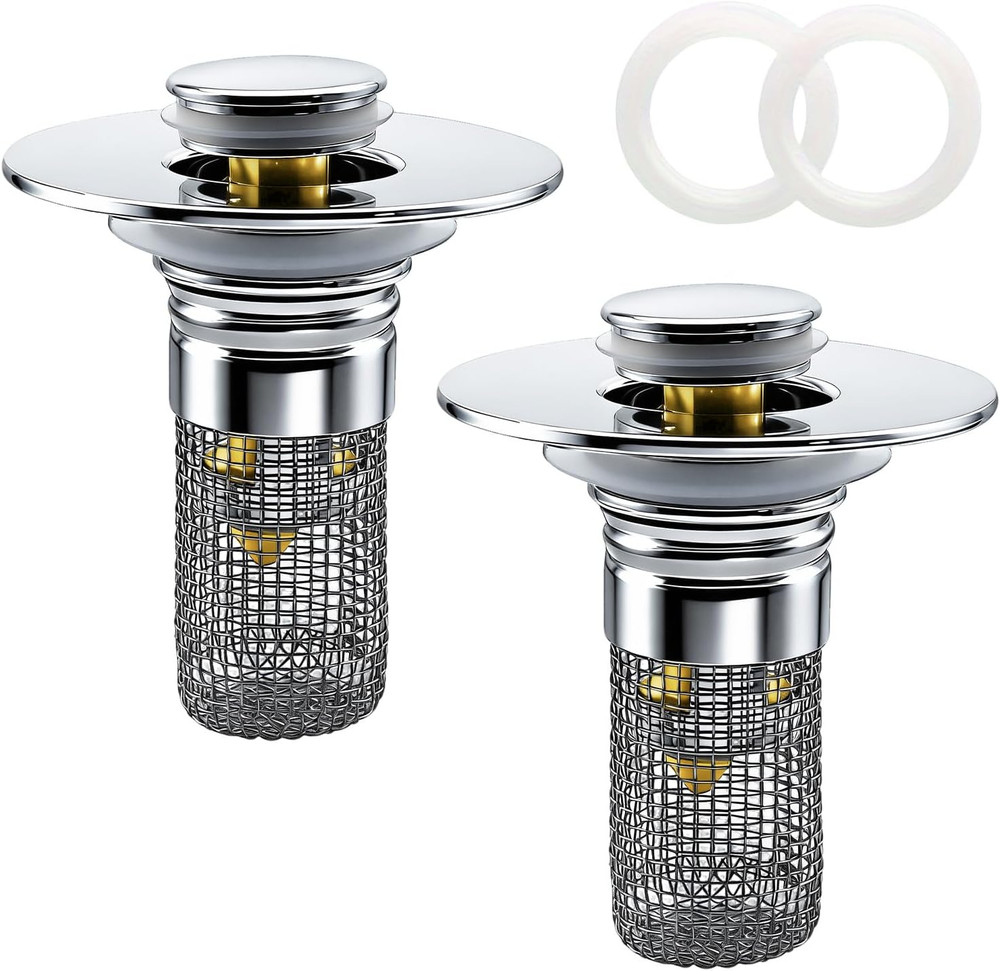 Bathroom Sink Drain Strainer, Pop-Up Sink Drain Strainer with Removable Strainer