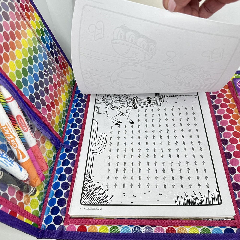 Lisa Frank Tri Fold Binder TIKANNI WOLF Cute Bright Fun
