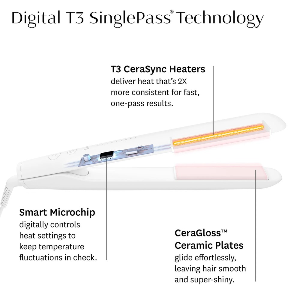 T3 77592 Singlepass Stylemax Professional Flat Iron With Custom Settings 1" Inch