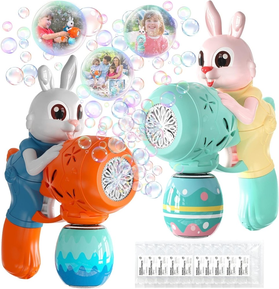 Bubble Guns for Toddlers,2pcs Rabbit Bubble Machine for Kids,Automatic Bubble...